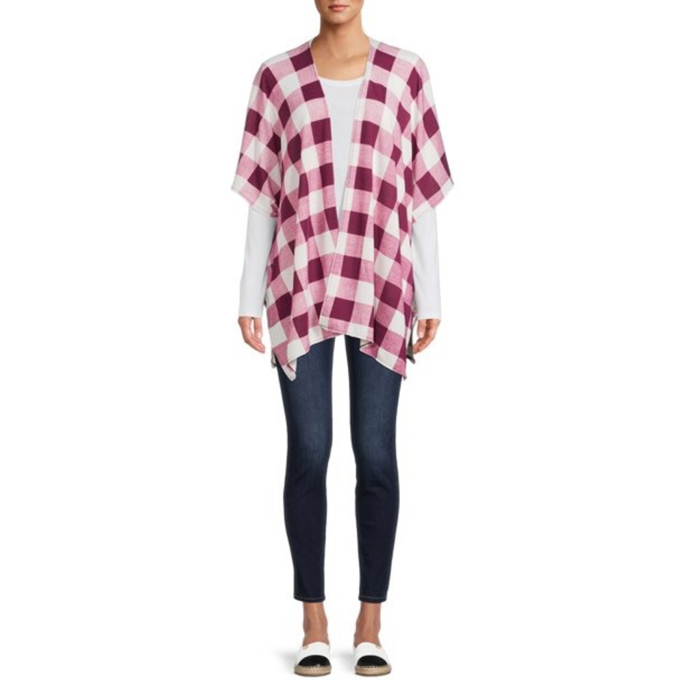 🌺🌼 Time and Tru Women’ Red Plaid Multi Wear Wrap